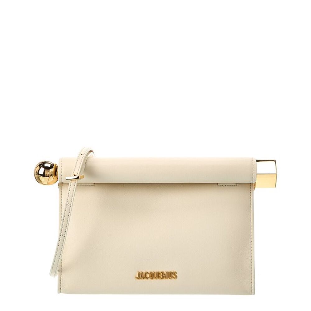 Jacquemus The Rond Carre Leather Clutch, White